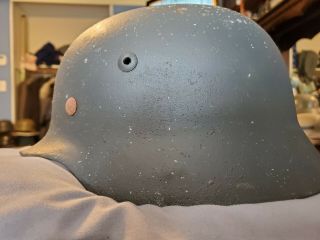 M 35 German Helmet With Liner And Buckle End Of Chinstrap.