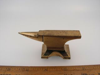 Antique Miniature Brass Blacksmith Anvil Desk Top Paperweight