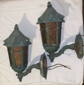 Vintage Copper Gothic Porch Light Sconces