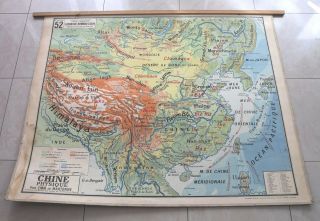 P Vidal - Lablache Antique/vintage School Map.  No.  52 China.  (1mx1m20).