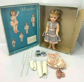 Vintage 1958 Madame Alexander Doll Marybel Doll That Gets Well W/case Wardrobe