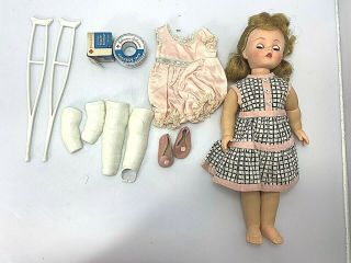 VINTAGE 1958 Madame Alexander Doll MaryBel Doll that gets well w/Case Wardrobe 3