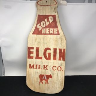 Antique Elgin Milk Co Advertising Wooden Sign