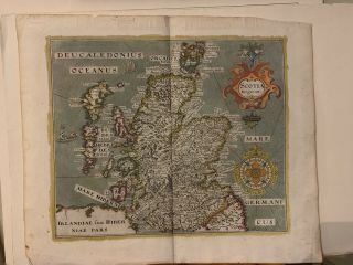 Rare Antique Hand Coloured Engraved William Hole Map Of Scotland Circa 1610