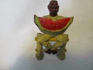 Vintage Cast Iron Black Americana Boy Eating Watermelon Barclay