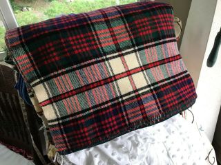 Vintage Plaid 100 Wool Blanket By Kayso Hand No Problems 76 " X 92 " Quality