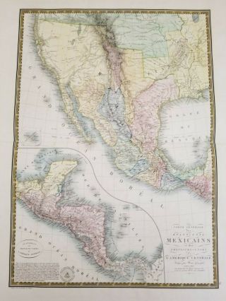 1825 Brue Map Sw United States Texas California Arizona Colorado Mexico Utah