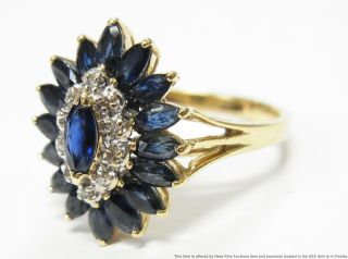 2.  50ctw Natural Sapphire Diamond 14k Gold Ring Vintage Cocktail Halo Cluster 2
