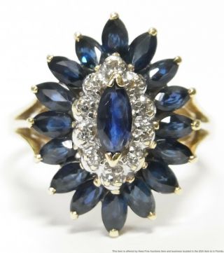 2.  50ctw Natural Sapphire Diamond 14k Gold Ring Vintage Cocktail Halo Cluster 3