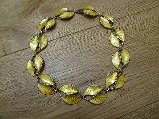 David Andersen Sterling Silver Yellow Enamel Leaf Necklace Bracelet Set anderson 3