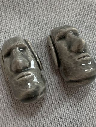 Easter Island Rapa Nui Moai Head Glass Or Ceramic Beads For Earnings Or Necklace