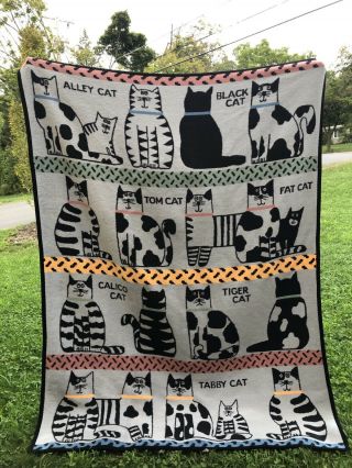 San Marcos 78” X 59” Cat Breed Tabby Tom Black Calico Acrylic Blend Blanket