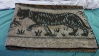 TIGER QUEEN SIZE 100 PURE WOOL BLANKET REVERSIBLE MADE USA STUNNING 3