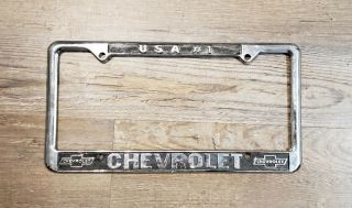 Chevrolet Chrome Usa 1 Vintage Dealer License Plate Frame Oem