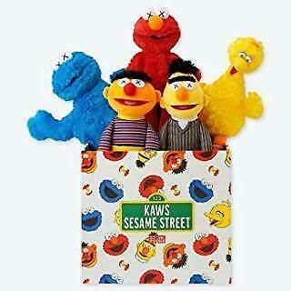 Kaws X Sesame Street Uniqlo Complete Elmo Plush Doll Toy Box Set Japan