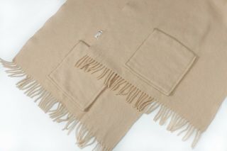 Vintage Eskimo Of Switzerland Cashmere Wool Beige Blanket With Pockets 20x66 "