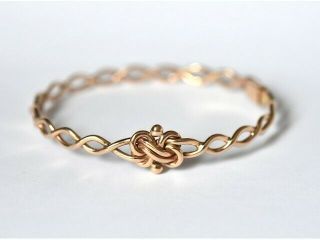 Antique Edwardian 9ct Gold Lover’s Knot Twist Bracelet Bangle