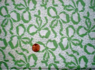 Novelty Bows In Green Vtg Feedsack Quilt Sewing Doll Clohtes Craft Fabric