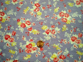 Floral On Lilac Vtg Feedsack Quilt Sewing Doll Clohtes Craft Cotton Fabric