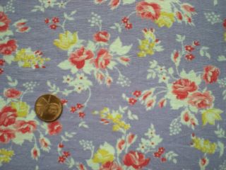FLORAL on LILAC Vtg FEEDSACK Quilt Sewing Doll Clohtes Craft Cotton Fabric 2