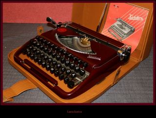 Red Burgundy Orig.  Color Kolibri Groma Typewriter 50s.  (watch Video) A/71