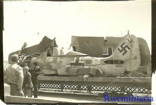 Org.  Photo: Us Troops W/ Captured Luftwaffe Fw.  190 Fighter Plane (11.  /skg.  10)