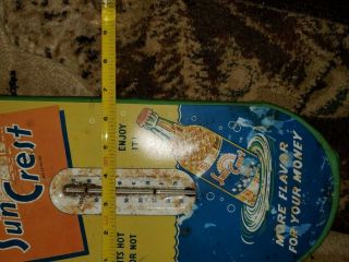 Old Antique Tin Sun Crest Thermometer Sign
