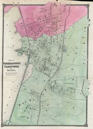 1867 Beers City Map Of Tarrytown (sleepy Hollow),  York