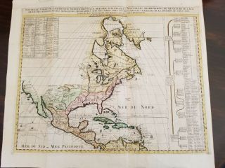 1720 Chatelain Map Colonial America United States Canada Texas Antique