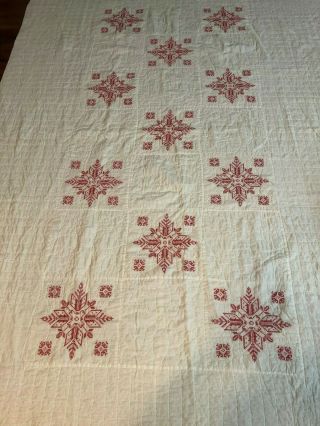 Vintage Handmade Cross Stitch Quilt 60 
