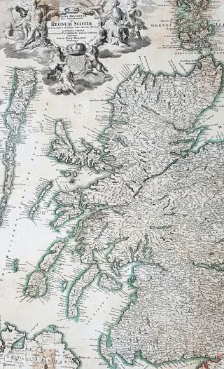 1720 JB Homann Large Antique Map of Scotland 2