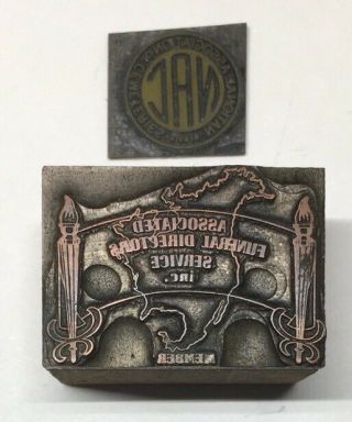 Vintage Letterpress Printing Block Associated Funeral Directors Seal Cemetaries