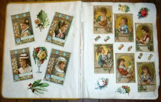 Antique Victorian Scrapbook Album Advertising Cards Holiday Diecut Scrap FULL 3