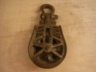 Vintage,  All Cast Iron,  Barn Pulley,  No.  H254,  Fine,  Rusty.