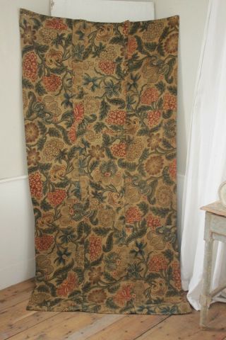 Antique Tapestry Needlework Embroidery Look Curtain French C1880 Heavy Nubby Old