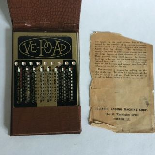 Ve - Po - Ad Adding Machine With Stylus & Instructions 1920 