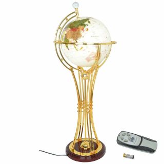 Rotating Earth Globe Luxury Gold Finish Light Up Stand Home Room Office Decor