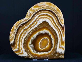 Natural Carved Aragonite Crystal Two Tone Heart Plate From Morocco 7 Inches Long