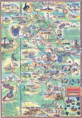 1940 Pyle Pictorial Map Of The Black Hills,  South Dakota