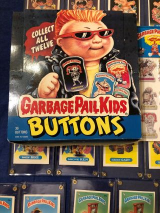 Garbage Pail Kids Buttons 1986 Adam Bomb Dead Ted Near Set 11/12 W/ Box L@@k