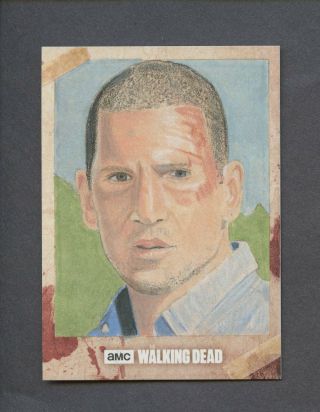 2018 Topps Amc The Walking Dead Scott Harrell Signed Auto 1/1 Sketch Card