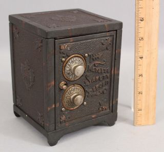 19thc Antique The Keyless Safety Deposit Cast Iron Safe Double Combination Bank