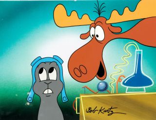 Rocky & Bullwinkle Animation Production Cel W/ Drawings Bob Kurtz Signed