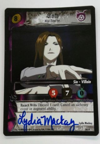 Fullmetal Alchemist Tcg Sloth Autograph Card Signed By Lydia Mackay Rare
