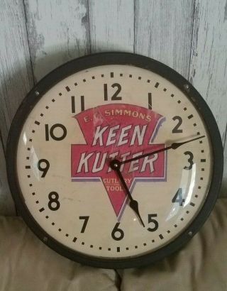 Keen Kutter 17 1/2 " Wall Clock Round Telechron Ashland Mass Usa