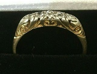 18k Gold Ring With Five Old Rose Cut Diamonds Size P Clarity Vs1 Colour D - E