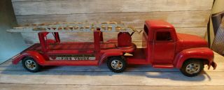Vintage 1950’s Buddy L Extension Ladder Fire Truck Pressed Steel