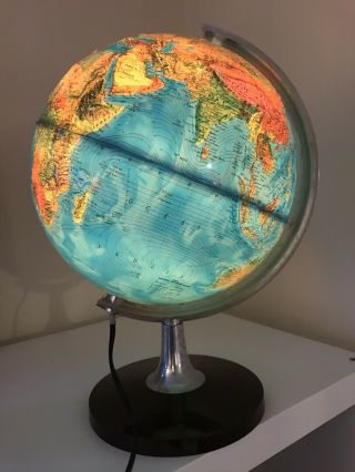 Vintage Light Up World Globe On Stand Made In Italy Rico