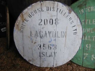 2008 Lagavulin Islay Whisky Cask Barrel Lid Braced Ready To Hang 24 " Wide