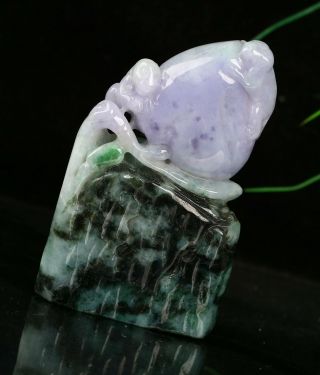 Cert ' d 2 Color Natural Grade A Jade jadeite Statue Sculpture peach 144722 3